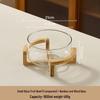 Glass Fruit Plate and Salad Bowl with Bamboo Stand
