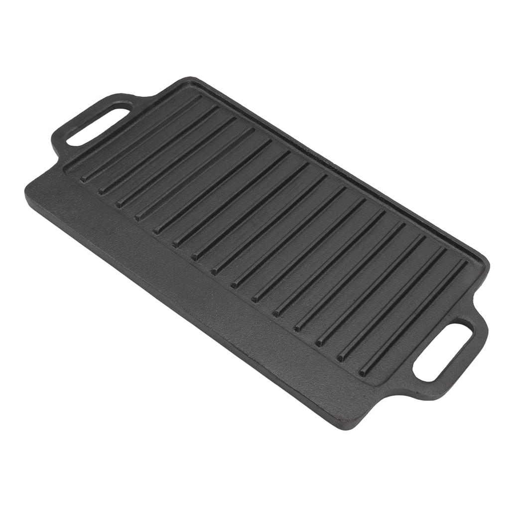 Grillplatte Haushalts Gusseisen Teppanyaki Platte Verdickt Rechteckig Doppelseitig Barbecue Grill 46x23CM