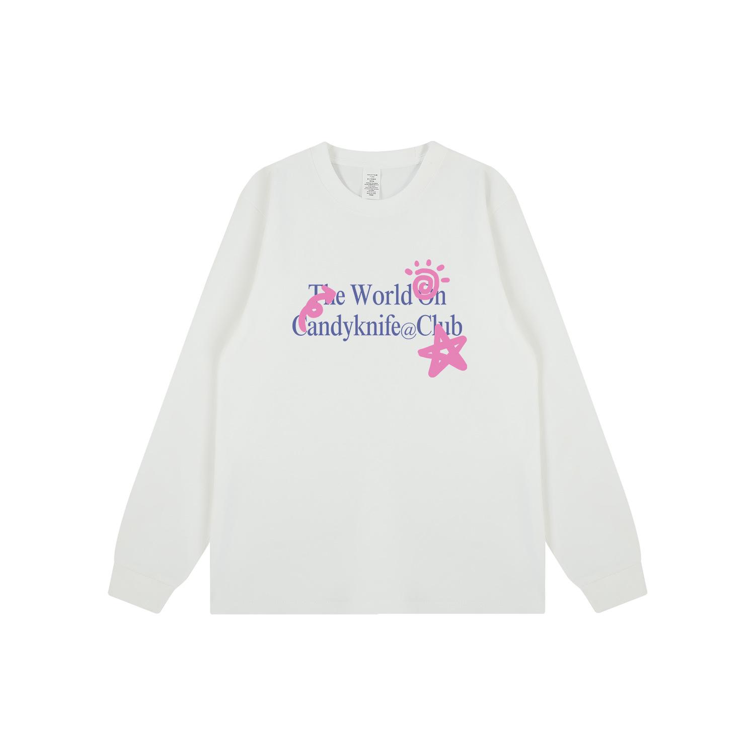 

INS Модная Унисекс Хлопковая Футболка с Длинным Рукавом с Принтом Букв в Корейском Стиле – Осенне-Зимняя Уличная Одежда 3XL белый