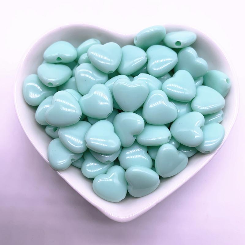 30pcs/lot 12mm 14mm Colourful Heart Shape Acrylic Loose Spacer Beads for Jewelry Making DIY Accessories