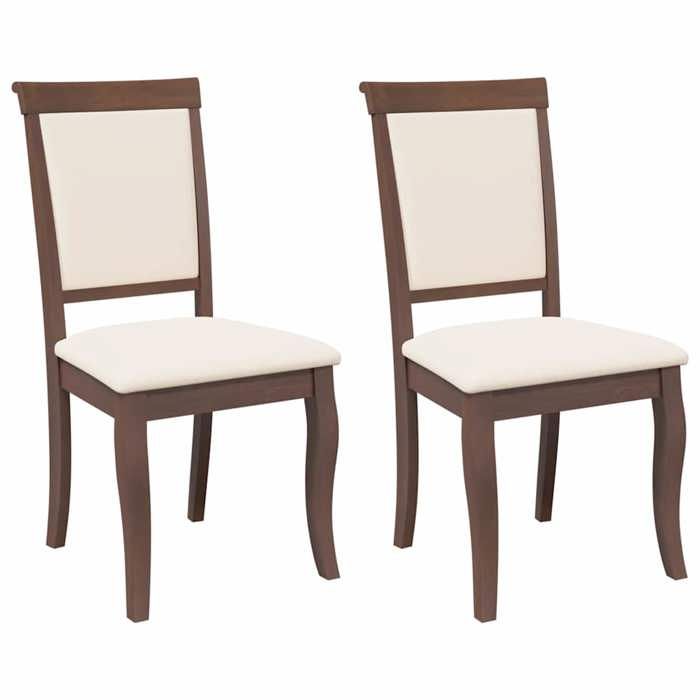 VidaXL Dining Chairs Cushions 2 Pcs Brown Solid Rubberwood, Dining Chair, Chair, Living Room Chair, Chairs At 4102486