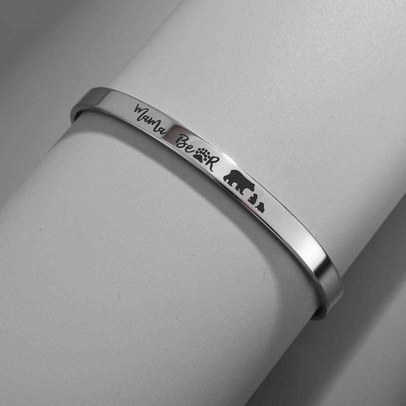 Bracelet Stainless Steel Animal Pattern Mother Bear Bracelet Love Hollow Stainless Steel Bracelet