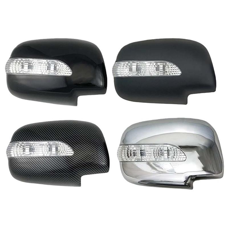 Door Mirror Cover With LED For Hilux Vigo Fortuner Innova 2006-2014 Decoration Chrome Silver Carbon Fiber Glossy Black Styling