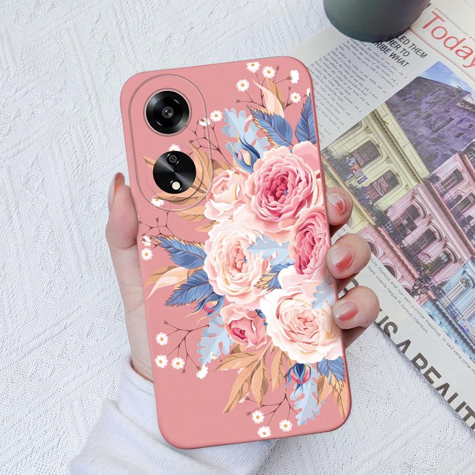 Modische Anmutige Blumen Handyhüllen Für Oppo A7 A35 A11 A1K A15 A55 A1 A52 Quadratisch Weich Flüssigsilikon Vollständige Abdeckung Stoßfestes Gehäuse Für Oppo Capa