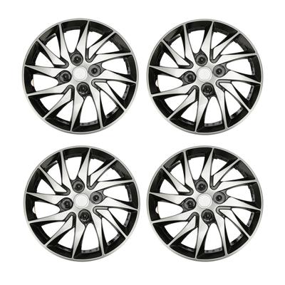 4Pcs Wheels Rim Cover Silver Black High Protection Stylish Sturdy 14 Inch Hubcap Wheel Covers for