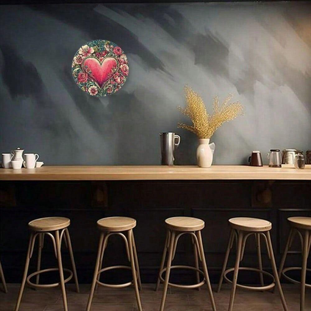 Vintage Floral Heart Metal Poster Wall Art Bar Decor Gift