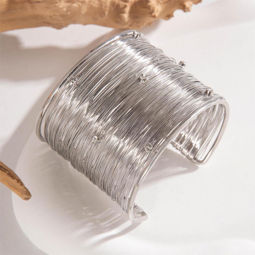 New Street Punk Party Jewelry Multi-layer Hollow Steel Silk C-shaped Open Bracelet Wholesale