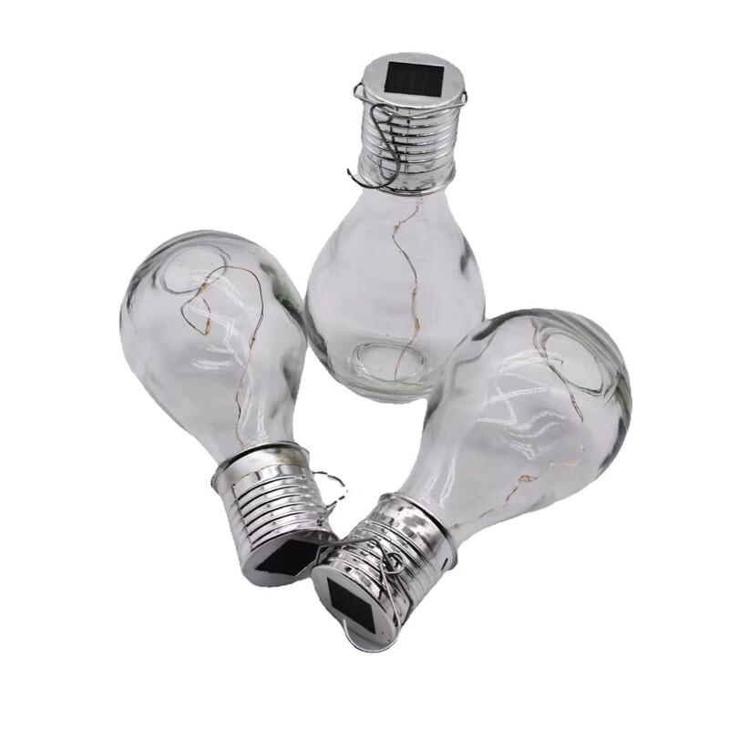 Solar Outdoor Decorative Glass Ball Bulb Lights - Warm White (4-Pack)