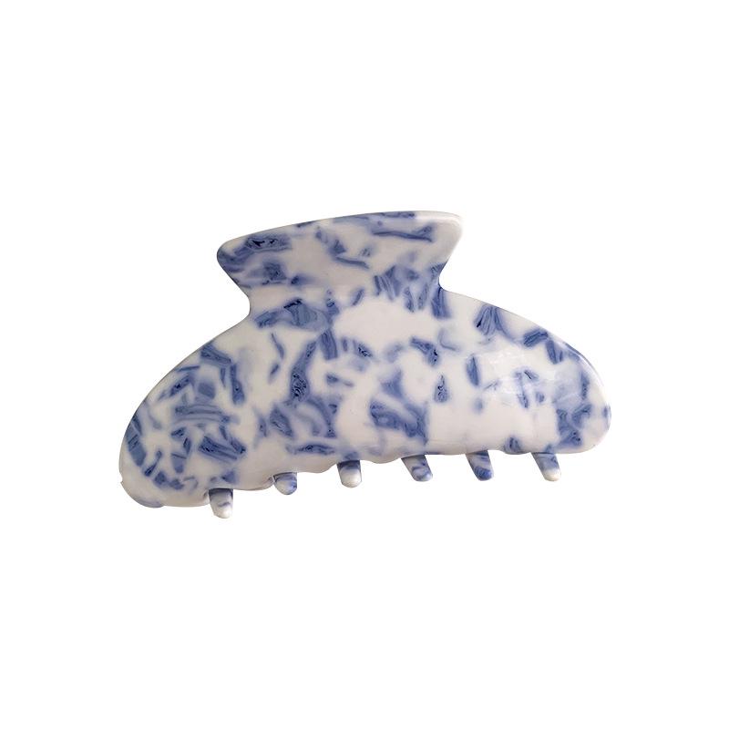 Retro Blue & White Porcelain Pattern Acetate Hair Claw