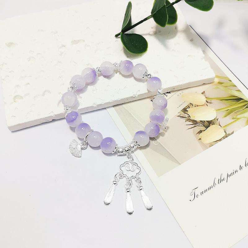 Glückswolke Farbverlauf Quaste Perlenarmband – Eleganter Sommer Damenschmuck im chinesischen Stil