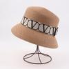 Trendy Letters Woven Fisherman Ladies  Simple Straw Hat Sun Hats Outdoor Travel Beach Panama Cap Bucket Hats For Women