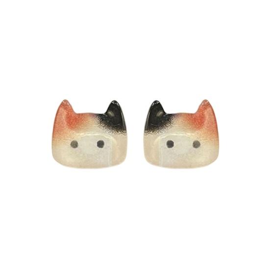 1 Paar Damen Ohrstecker Imitation Kristall Farbverlauf Cartoon Katze Design Ohrstecker Schmuck Geschenk