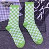Hop Cotton Male Street Sports Checkered Socks Middle Tube Socks Women Hosiery Korean Style Socks