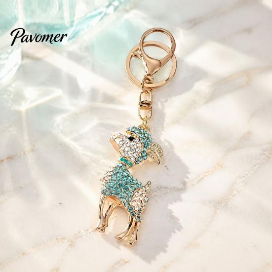 Rhinestone Goat Keychain Bling Lamb for Backpack, Metal Car Key Animal Theme Ring, Sheep Pendant Backpacks and Handbags Chain Decoration