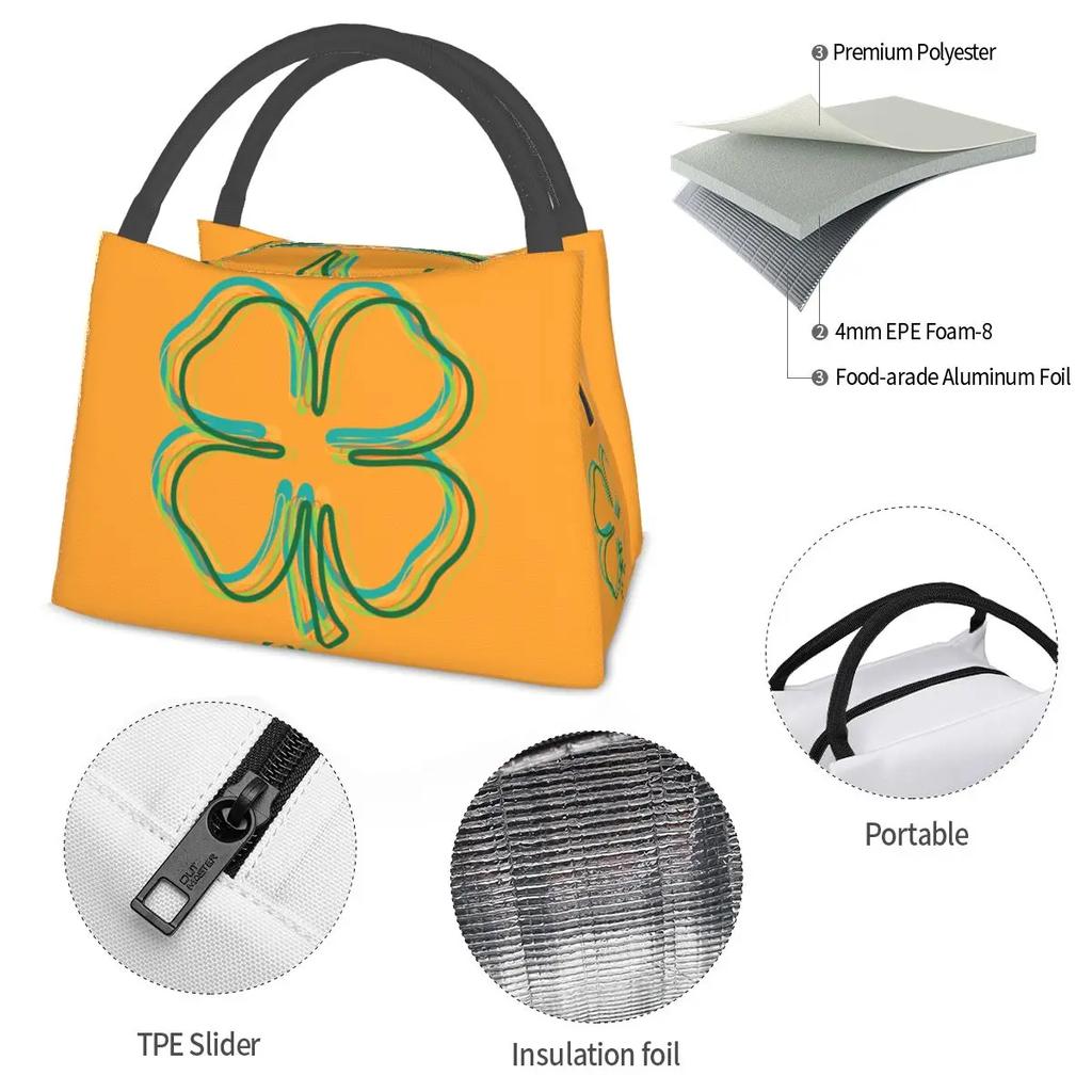 Shamrock Blur Lunch Bag St Patricks Day Cute Lunch Box Outdoor Picnic Insulated Tote Food Bags Oxford Designer Cooler Bag