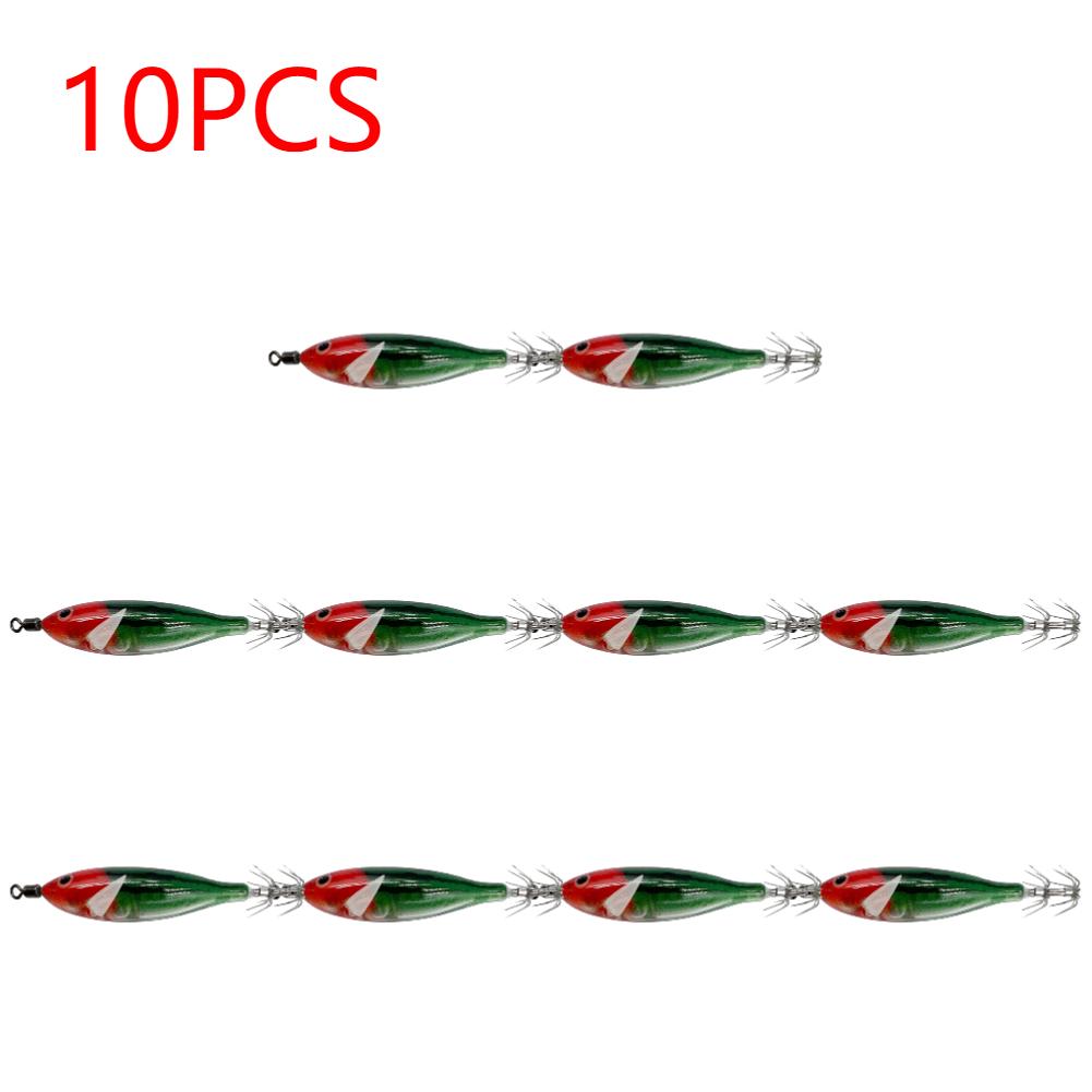 5/10PCS 5.7g 8cm Simulation Glow Wood Shrimp Lure Lead Sinker Shrimp Bait Clamp Hook Squid Hook Sea Fishing Octopus Squid Bait