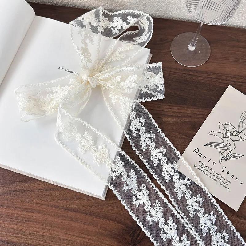 Retro Lace Long Strip Silk Scarf Headband Hair Ring Hair Rope Womans Tied Hair Turban Ribbon Lady Headdress Multifunctional Belt