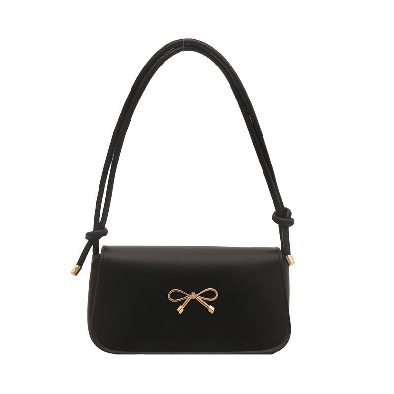 

Chic Pu Slim Shoulder Bag With Bow Decoration For Casual Outings чёрный
