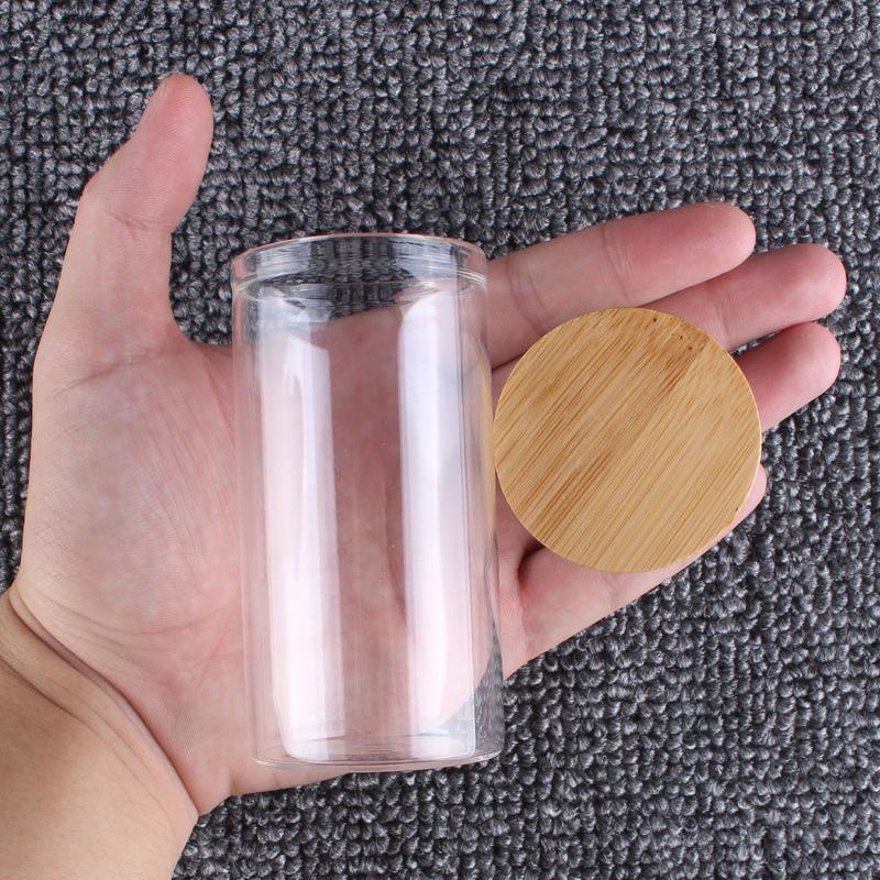 6 Pieces 100ml Size 47x90mm Transparent Glass Bottles with Bamboo Caps for Wedding Gift Crafts