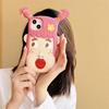 Cartoon 3D Red Lip Ugly Girl Silicone Phone Case for iPhone 14 Pro Max 11 12 13 Pro Max Super Cute Braid Protection Cove