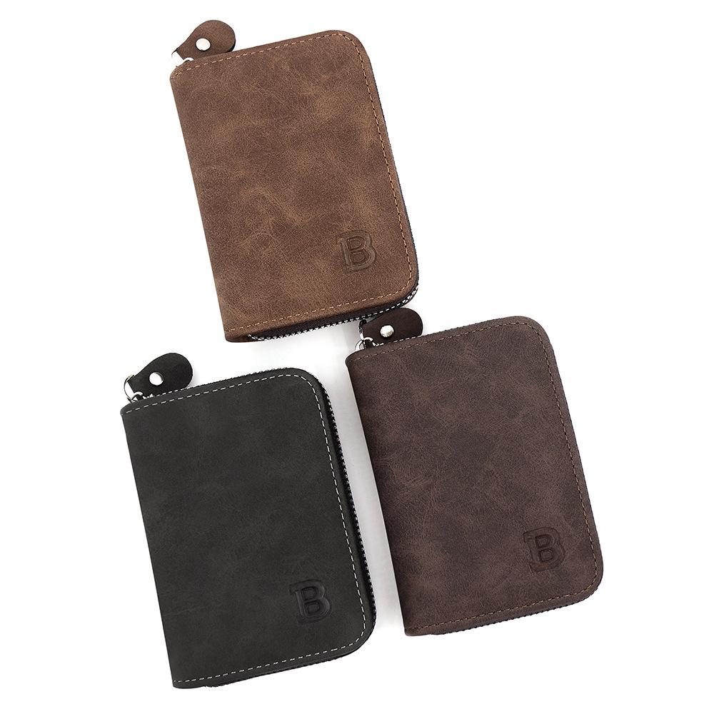 Men's Vintage B-Embossed Accordion Card Holder with Large Capacity and Coin Purse