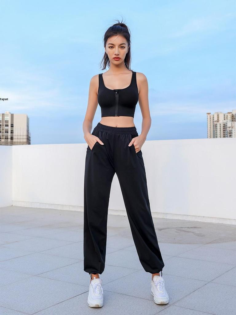 Women's High-Intensity Support Sports Bra with Front Zipper - Plus Size, Autumn/Winter Shockproof Design, Beautiful Back Style