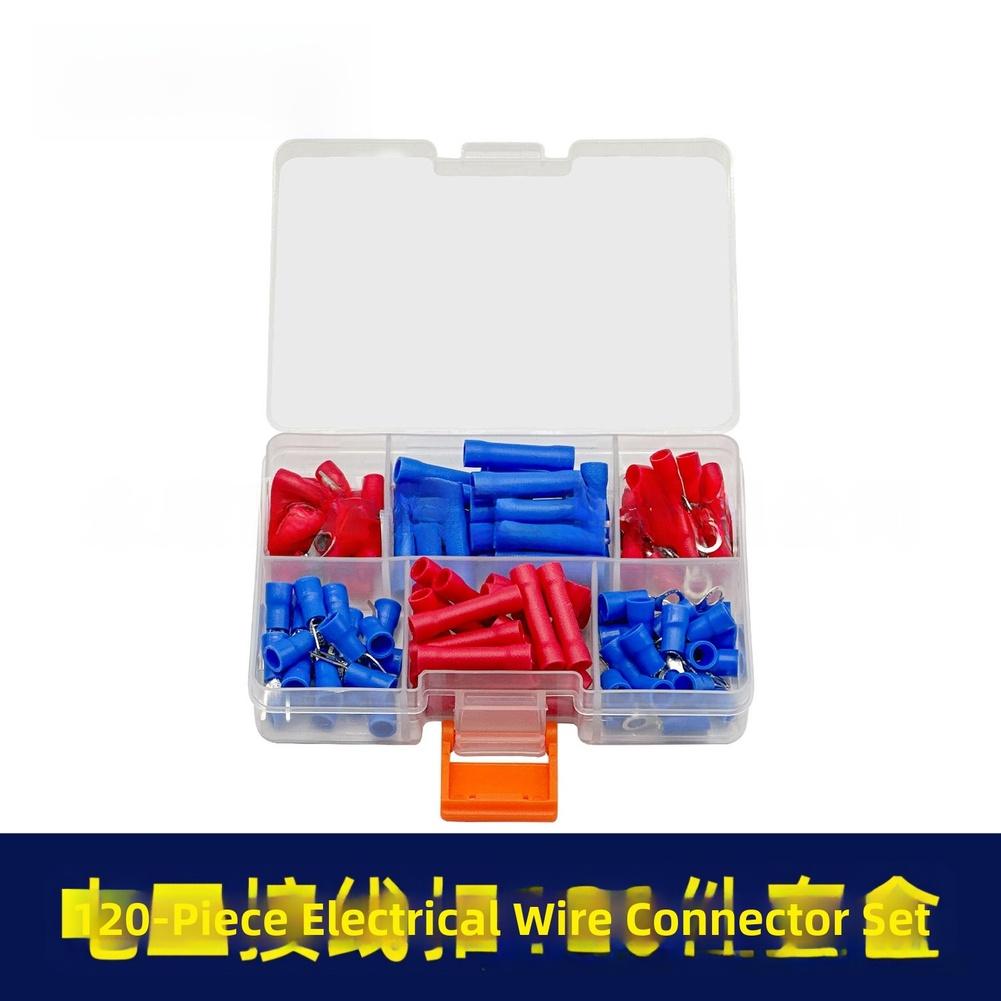 120pcs/set Fire Resistant Electrical Wiring Terminals U Y Type Fork Insulated Tubular Crimp Terminals Wire Cable Butt Connectors