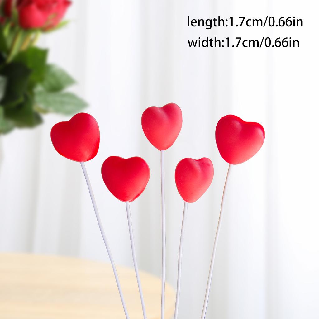 5/10pc Valentine's Day Cake Toppers Sweet Red Pink Heart Shape Cupcake Picks Valentines Wedding Engagement Party Cake Decoration