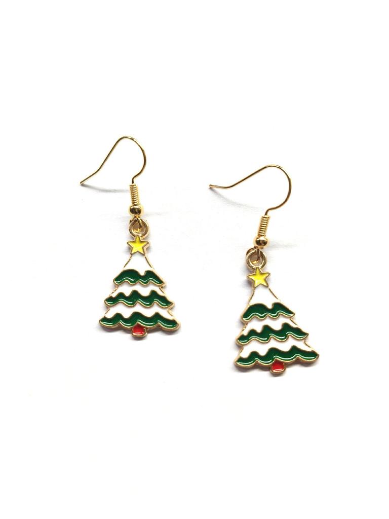 Festive Drip Oil Santa Claus, Christmas Tree & Reindeer Earrings - Cute & Fashionable Ear Jewelry with Hooks