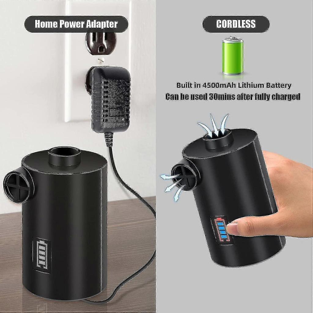 USB dobíjecí elektrická pumpa se světlem indikujícím baterii, Elektrická vzduchová pumpa se 3 vzduchovými tryskami, Vhodná pro nafukovací matrace, polštáře, postele,