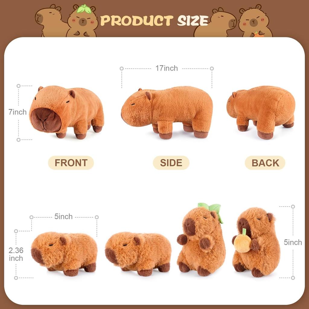 5-in-1 Capybara Stuffed Animals with Babies Inside, 5PC Set Capybara Plush with Mommy & 4 Babies, Capybara Plushies, Cute 3 to 8 Year Old Girl Gifts,