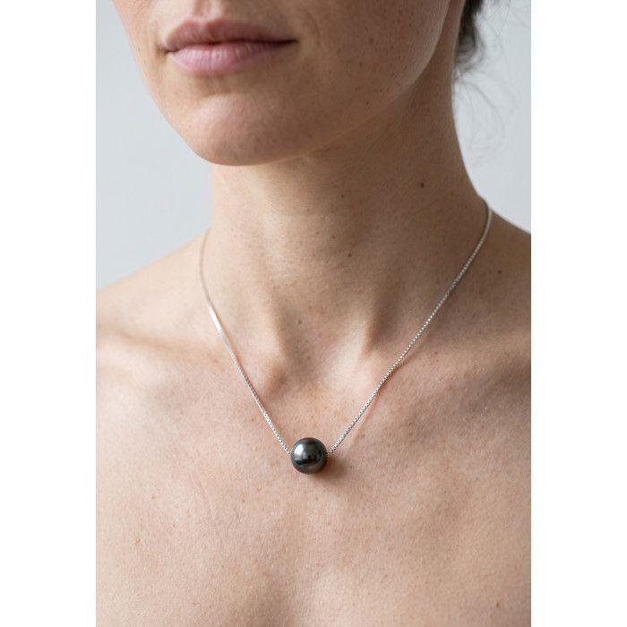 Collier - Pearls &amp; Colors - Perle de Culture de Tahiti A+ - 9-10 mm - Or Blanc 375/1000 - 42 cm