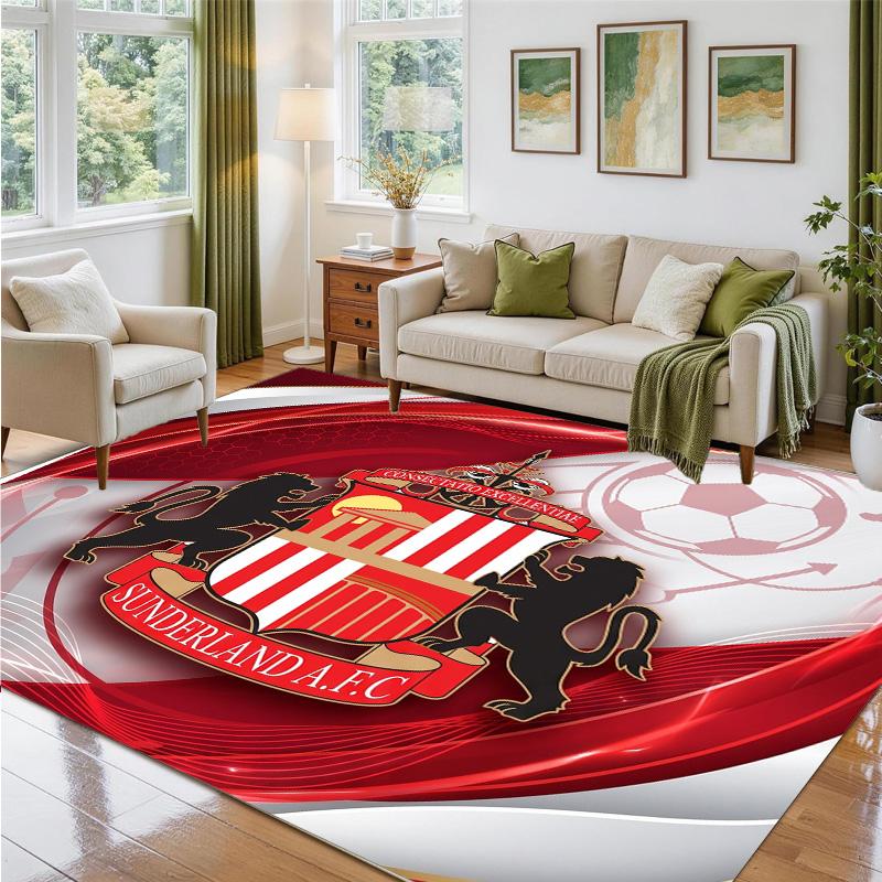 Sunderland Football Design Crystal Velvet Rug Soft Decorative Mat for Bedroom Entrance