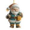 Santa Claus Ornaments 2D Acrylic Cartoon Santa Pendant Christmas Tree Hanging Decoration for Holiday Tree Home Decor