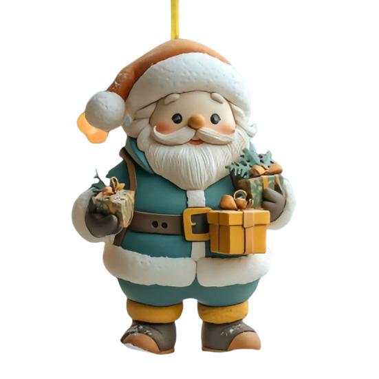 Santa Claus Ornaments 2D Acrylic Cartoon Santa Pendant Christmas Tree Hanging Decoration for Holiday Tree Home Decor