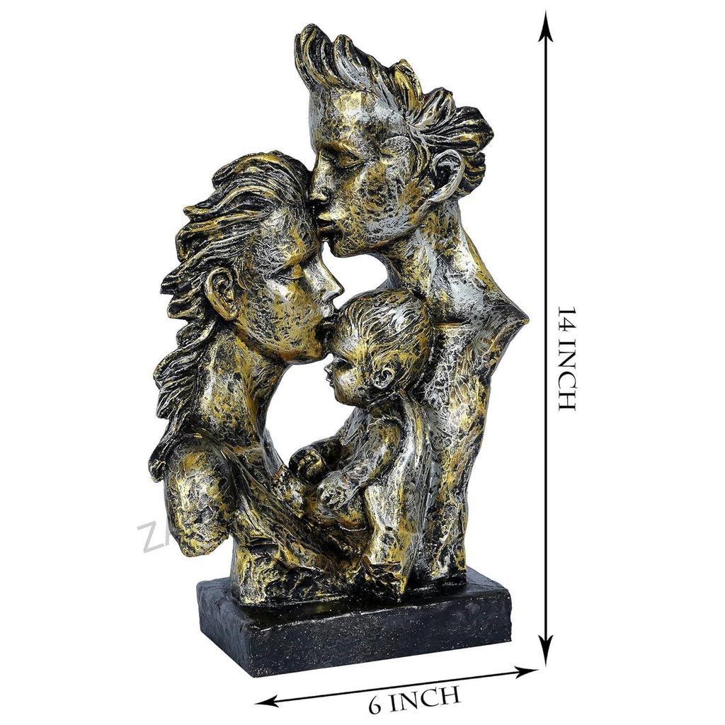 Mother&Father With Child Love Statue Showpiece For Home Decor&Gifting,6 Inches,14 Inch