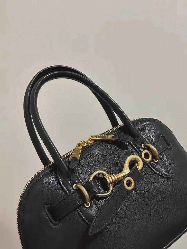 Genuine Leather Retro Cowhide Bowling Tote - Women's Fashionable Crossbody & Shoulder Bag