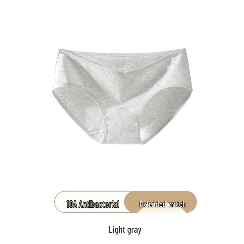 Solid Color Seamless V-Neck Low-Rise Pure Cotton Women s Panties - Breathable, Stretchy, Extended Crotch, Sexy Hip-Hugging Triangle Briefs XL (60-70 kg) светло-серый