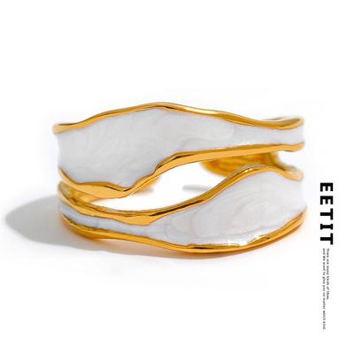 Mode Weiß Emaille Kreative Unregelmäßigen 316 Edelstahl Offenen Ring Wasserdicht Frauen Schmuck Stilvolle Charme Bijoux Neue