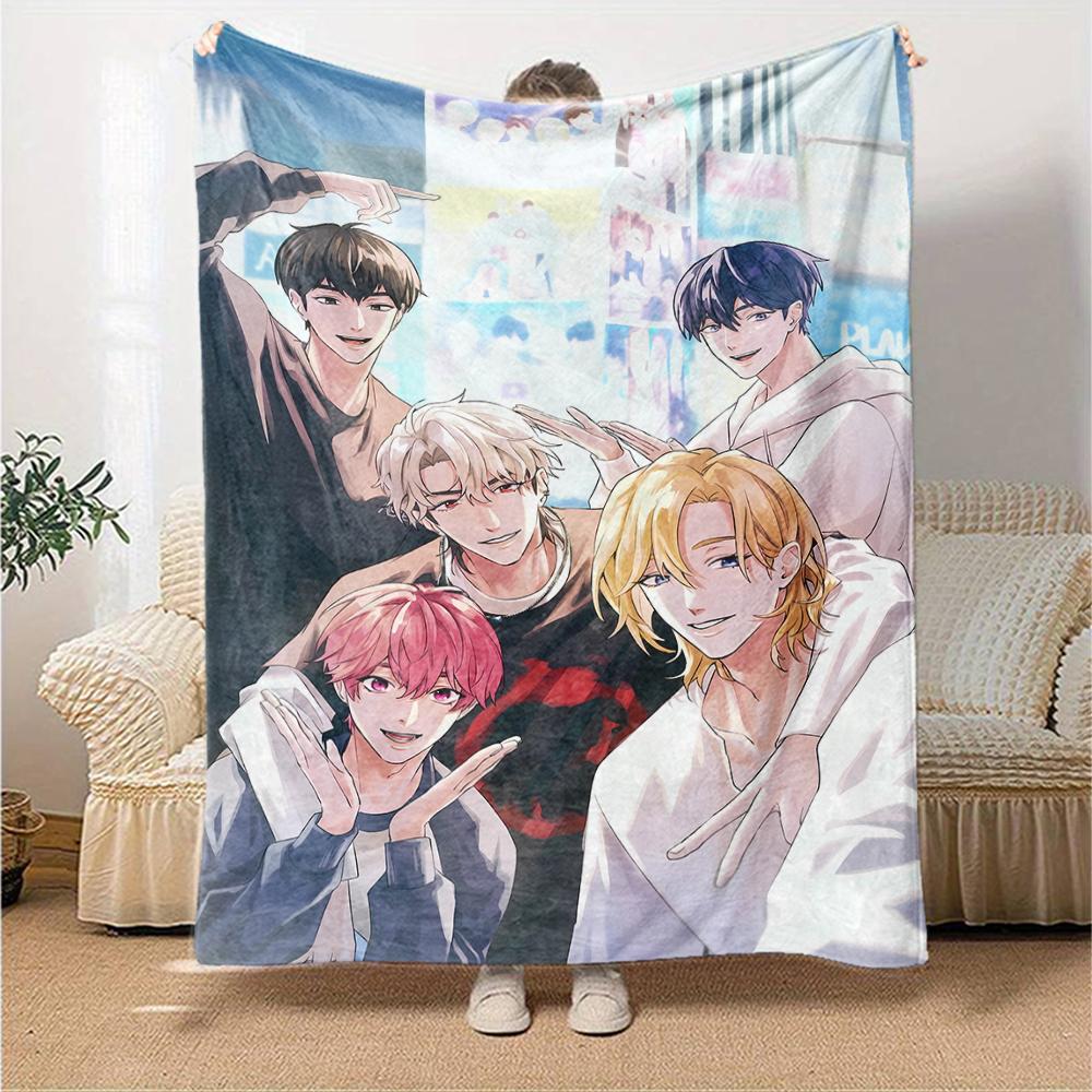 1pc Blanket - Kpopo Plave Print Design,Lightweight Blanket for Sofa,Bed- Soft &Warm,Gift for All Seasons
