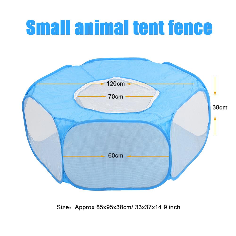 Foldable Small Animal Hamster Fence Autoopen Outdoor Indoor Exercise Crawling Pet Tent(  Blue )