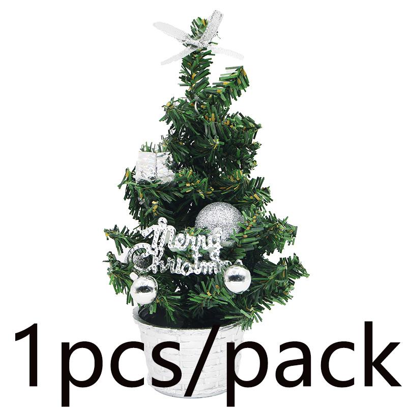 

(1 Piece/pack) 21cm Mini Christmas Tree Desktop Decoration To Celebrate Christmas Potted Plants Holiday Party Supplies 21cm серебряный