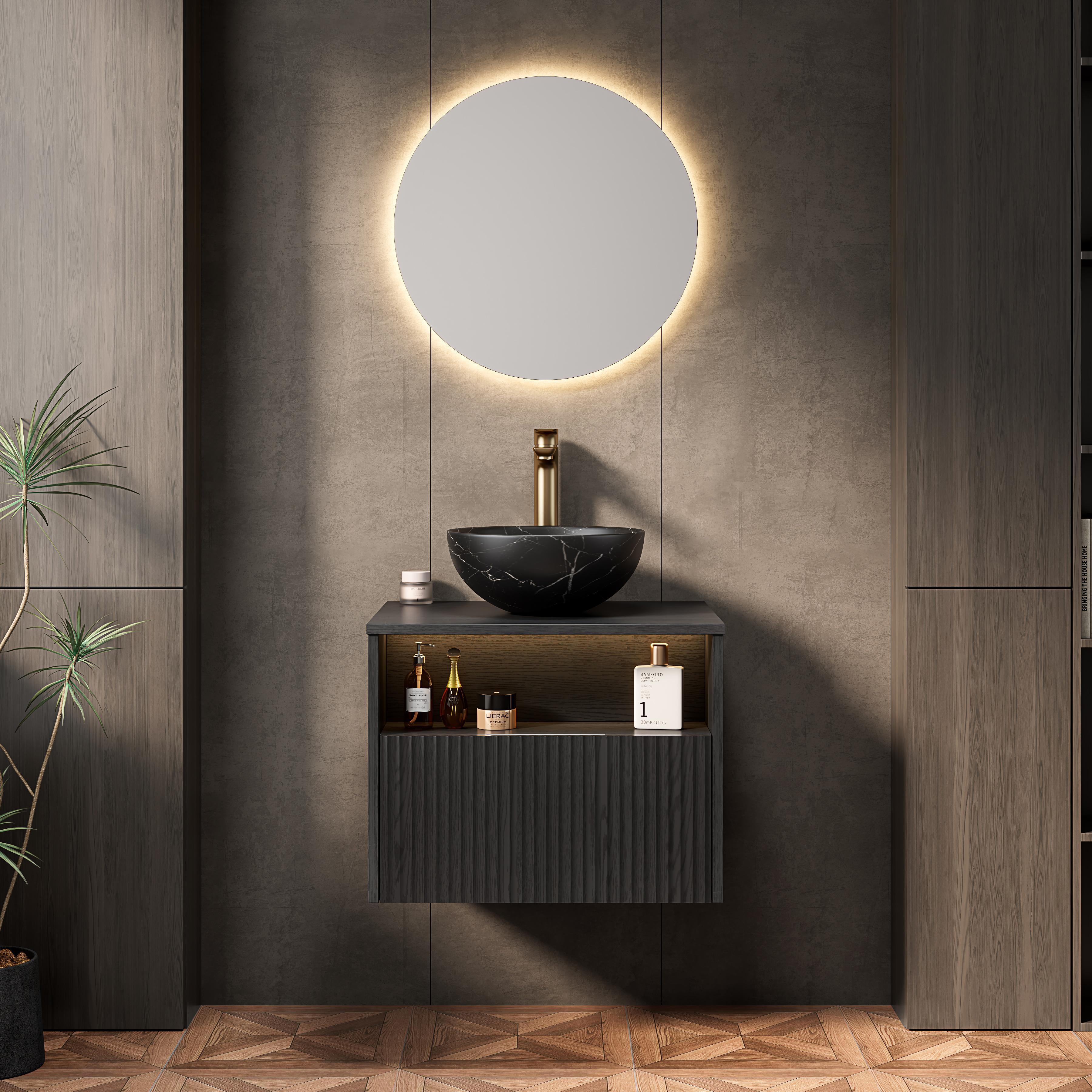 60Cm floating bathroom washbasin with black