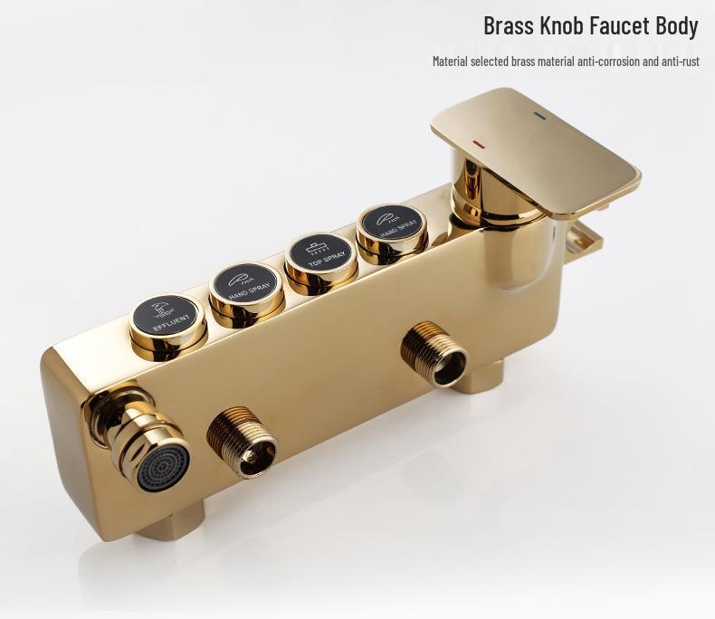 All-Copper Thermostatic Shower Faucet Set with Rain Shower Head