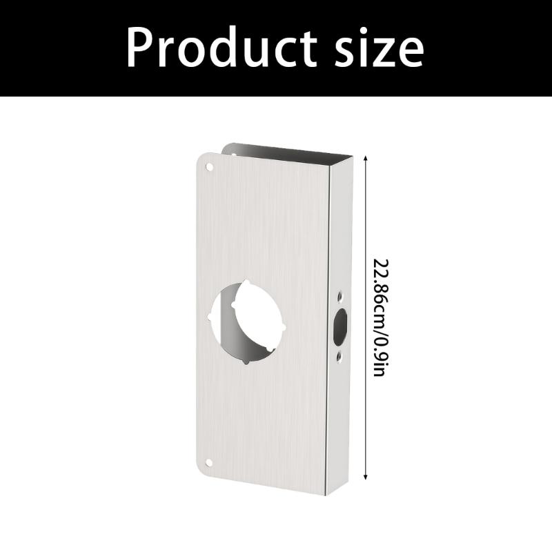 Stainless Steel Door Lock Reinforcement Plate Single Bore Hole Door Lock Plate for 1-3/8In Thick Doors Enduring