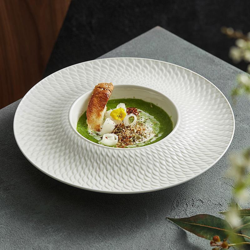 Chengxiang Ceramic Plate Dish Household Western Food Plate Pasta  Straw Hat Plate Soup Senior Hotel Tableware