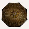 Golden Mandala Pattern Circular  Umbrella, Portable 3 Fold Compact Umbrella for Men & Women,S185
