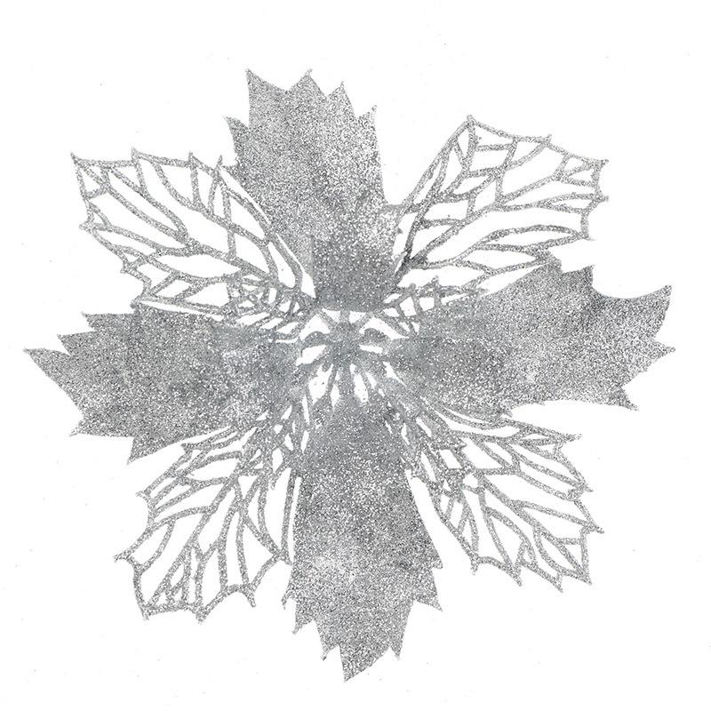 

5 шт. 9-16 см Блестящие Искусственные Рождественские Цветы Украшения для Рождественской Елки для Дома Искусственные Цветы Рождественские Украшения Новогодний Декор 9.5cm（5PCS） серебряный