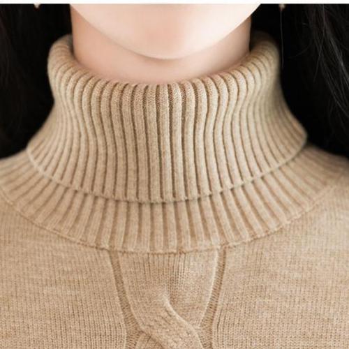 Women's turtleneck Sweater Autumn Winter Short Solid Color Elastic Knitted Top Slim Fit Pullover Knitted Sweater.