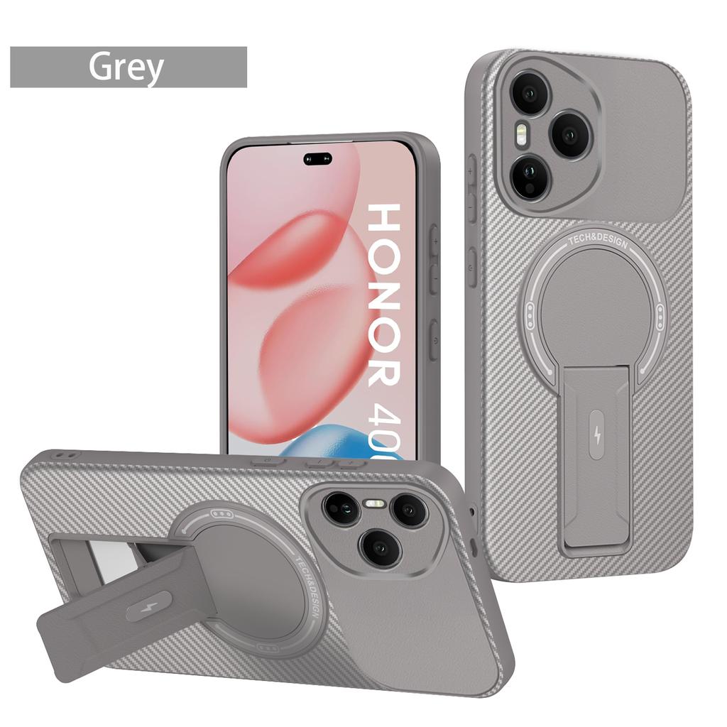 Carbon Fiber Pattern Armor Phone Case For Honor 400 Pro 400 Lite Cover Magnetic Wireless Chraging Fold Stand Back Shell Fundas